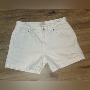 Levi’s 515 Shorts Mid Rise White Denim Stretch Misses Casual Pockets Womens-12